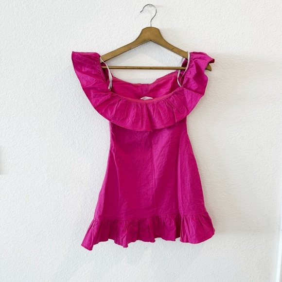 Lovers & Friends- Elsie Mini Linen Dress in Magenta- XS - Picture 3 of 8